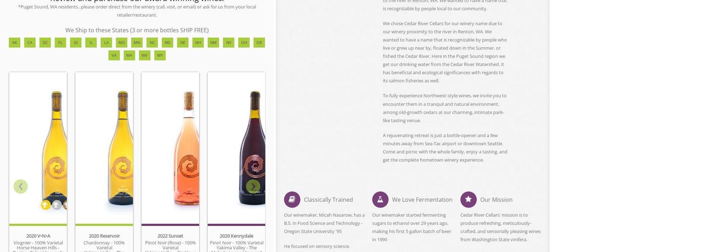 Cedar River Cellars Menu