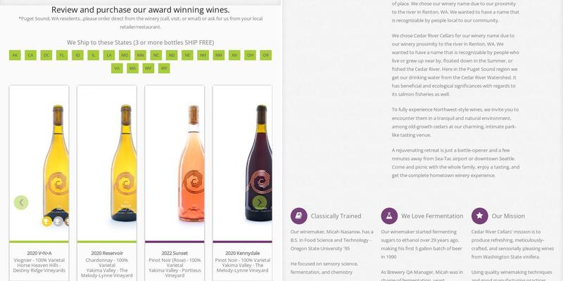 Cedar River Cellars Menu