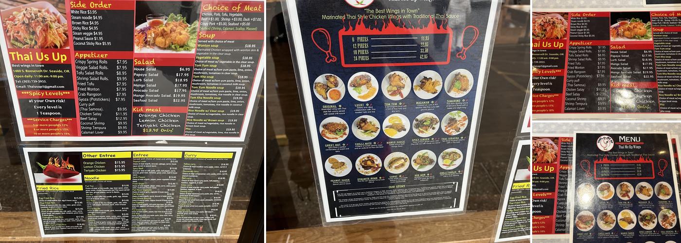 Thai us up Menu