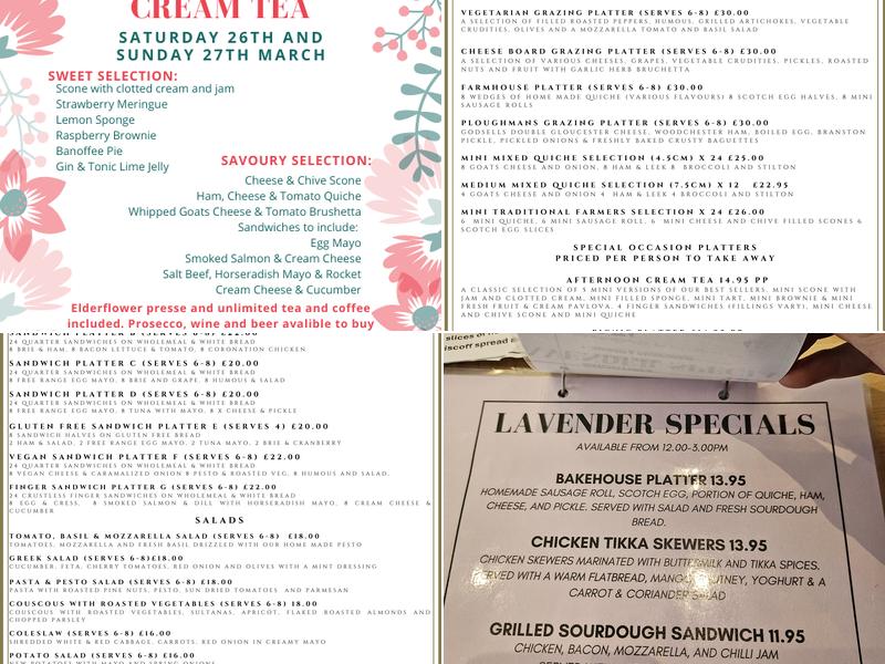 Lavender Bakehouse & Coffee Shop Menu