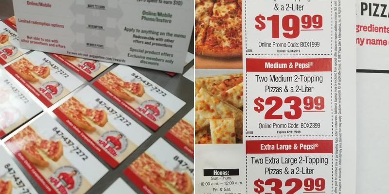 Papa Johns Pizza Menu
