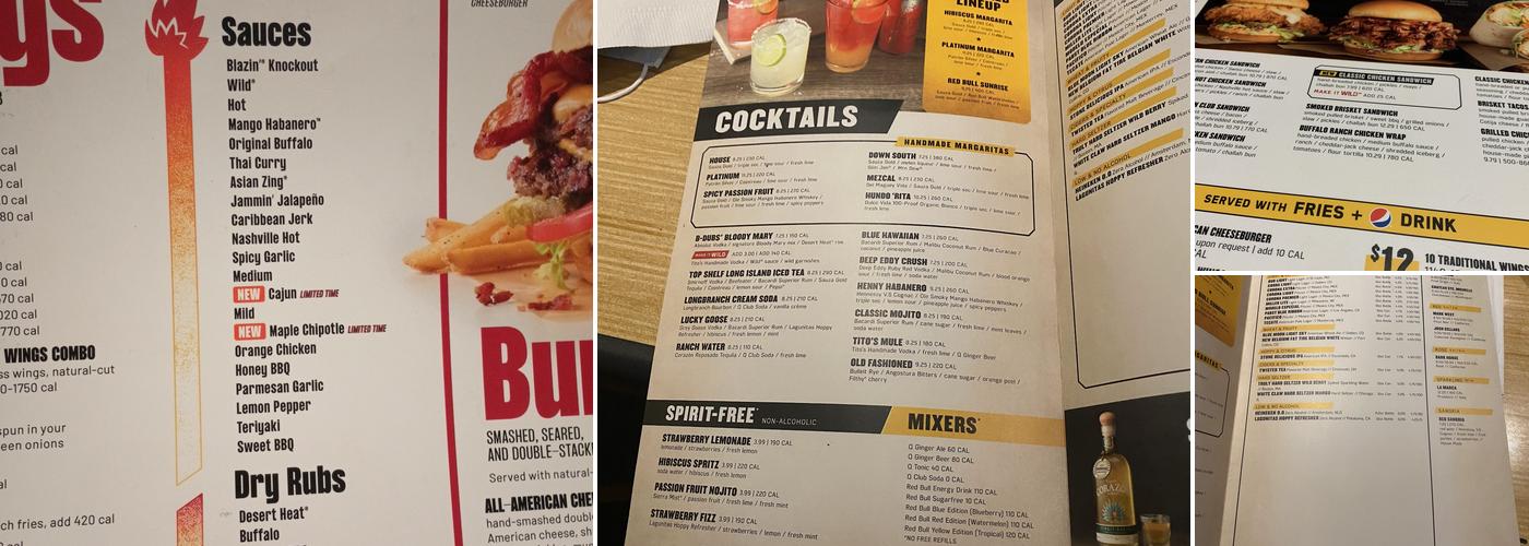 Buffalo Wild Wings Menu