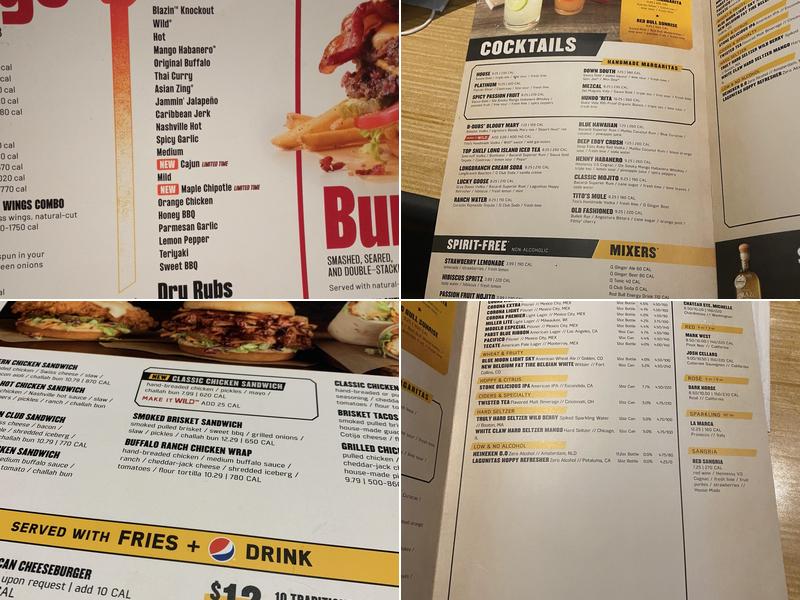 Buffalo Wild Wings Menu