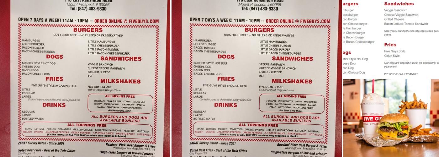 Five Guys Menu