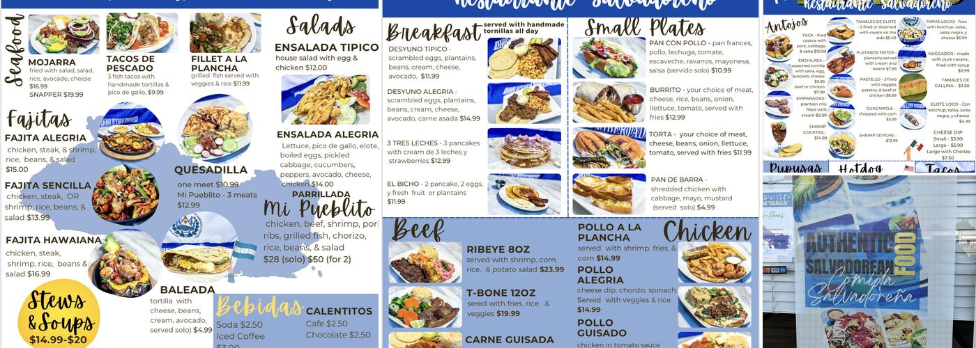 Mi Pueblito Cafetería & Pupusaria Menu
