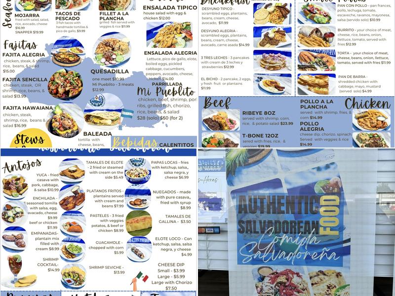 Mi Pueblito Cafetería & Pupusaria Menu