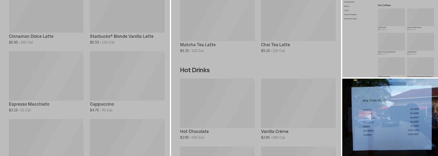 Starbucks Menu