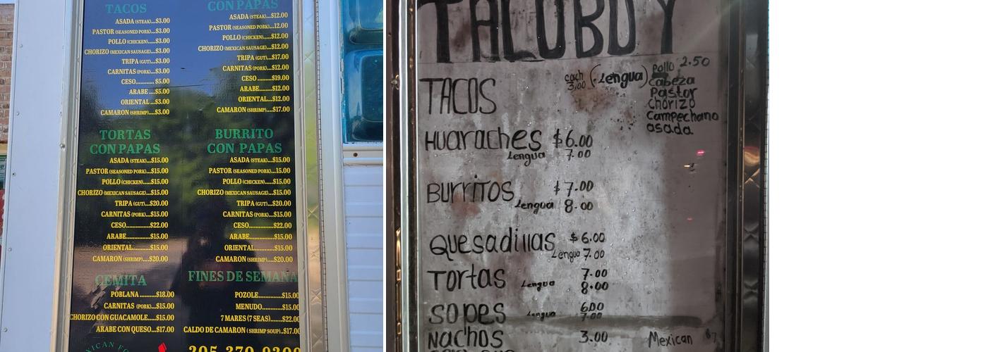 Taco Boy Menu