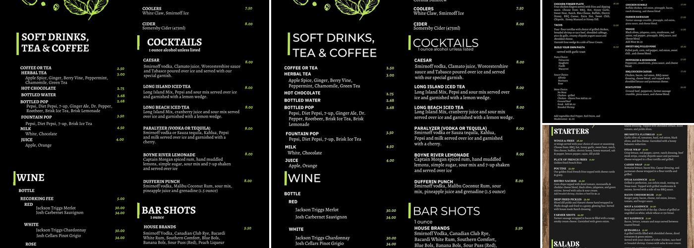 Boyne River Bistro Menu