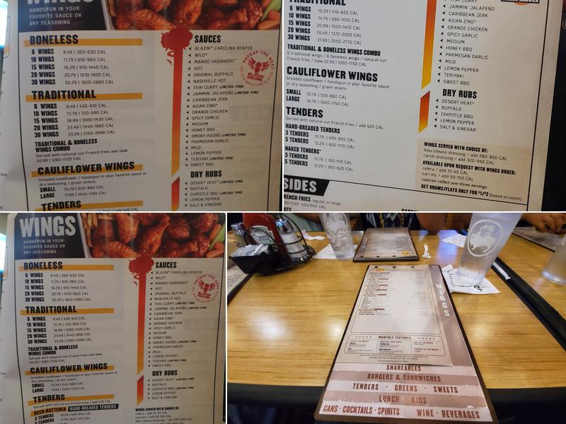 Buffalo Wild Wings Menu
