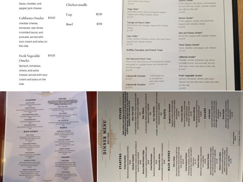 Victoria's Cafe Menu