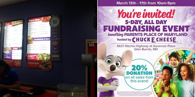 Chuck E. Cheese Menu