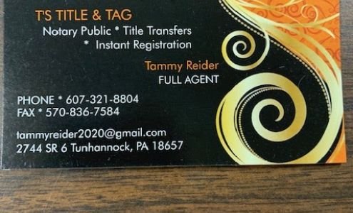 T's TITLE & TAGS 2744 US-6, Tunkhannock Pennsylvania 18657