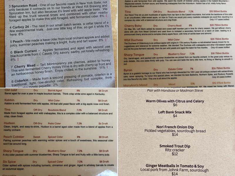 Left Bank Ciders Menu