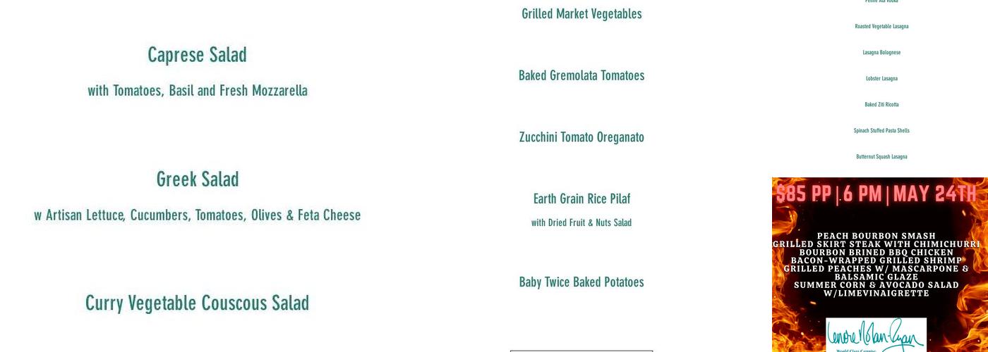 Lenore Nolan-Ryan Cooking School & Catering Menu