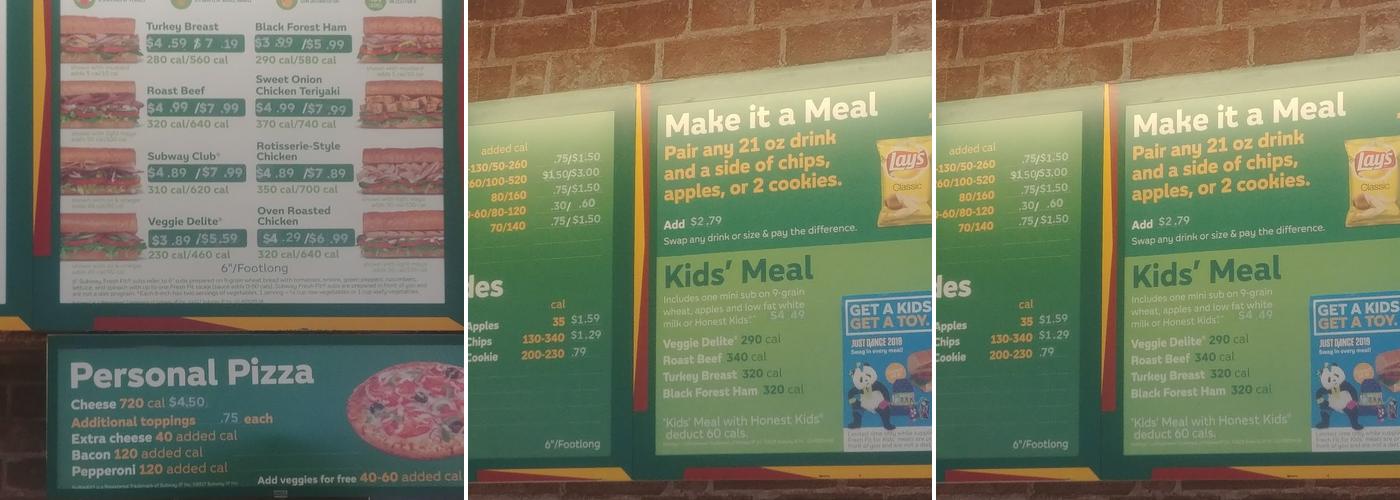 Subway Menu