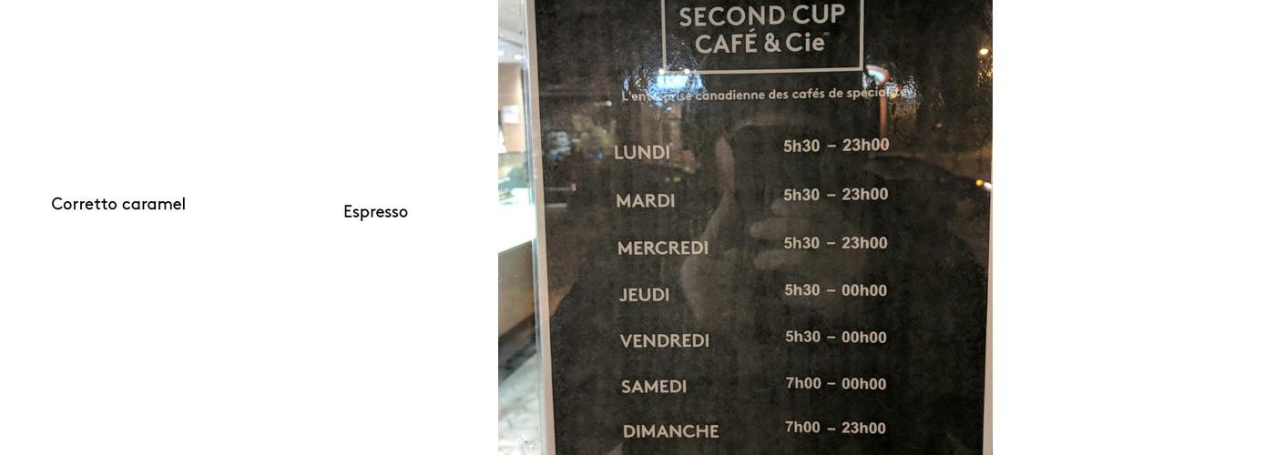 Second Cup Café Menu