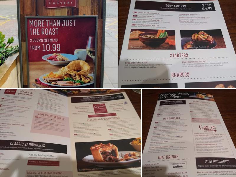 Toby Carvery Braintree Menu