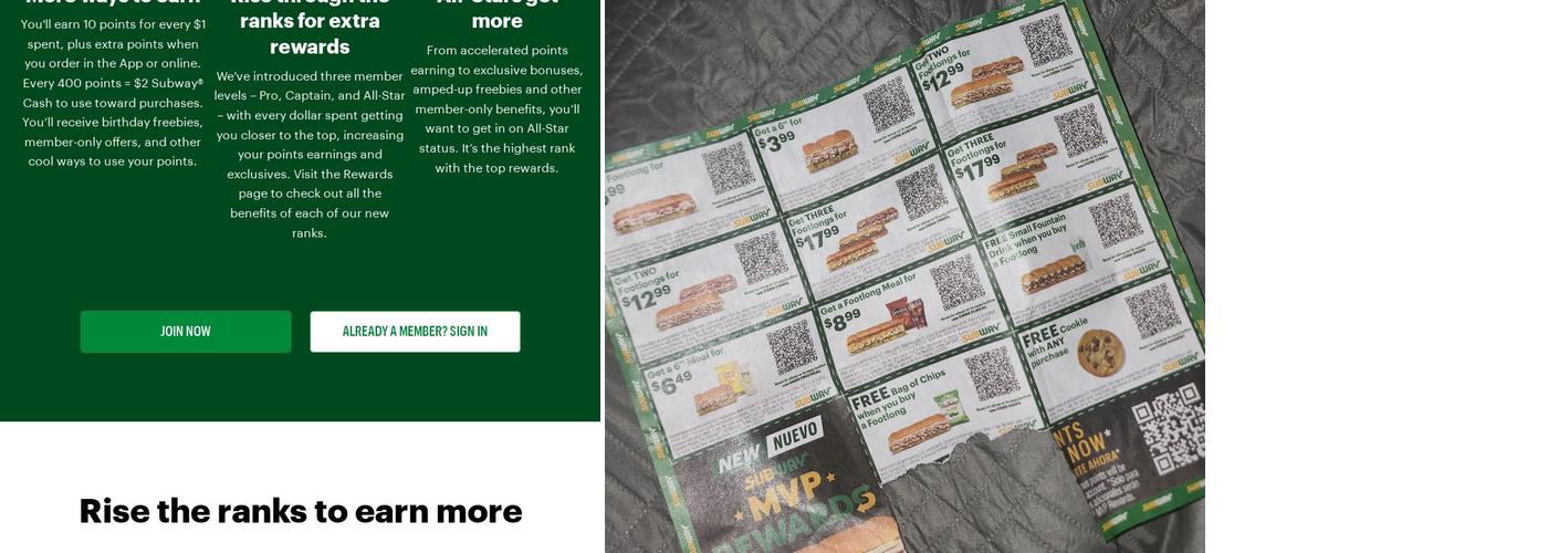 Subway Menu