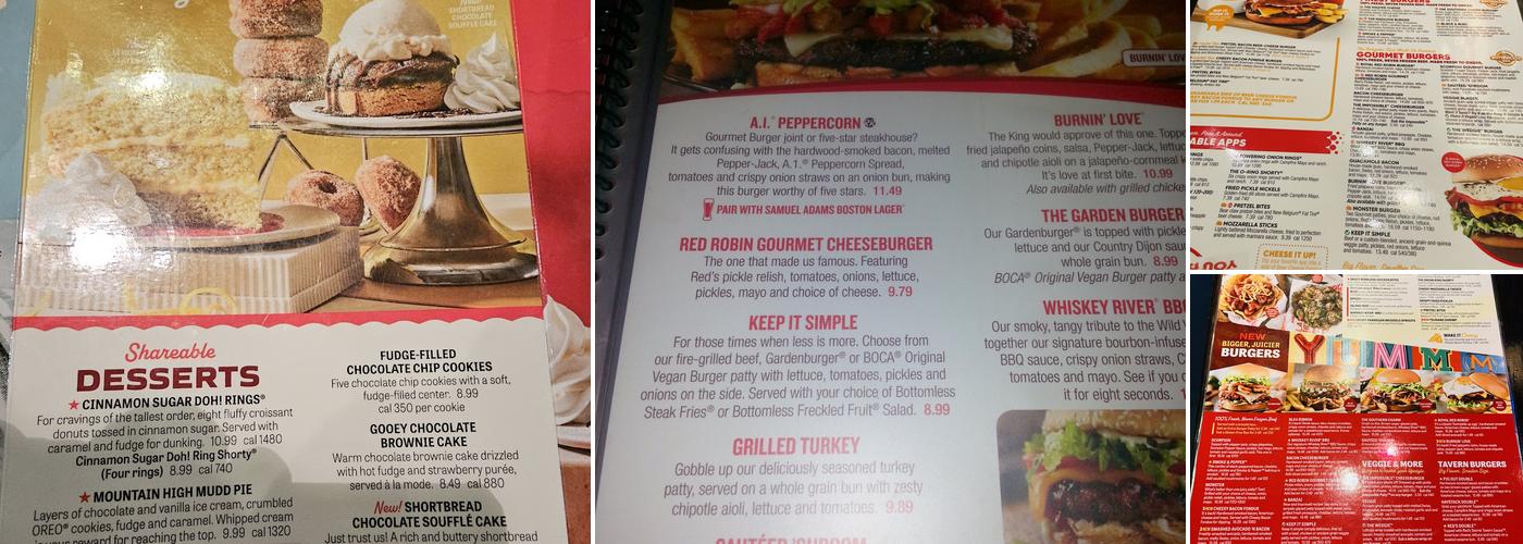 Red Robin Gourmet Burgers and Brews Menu