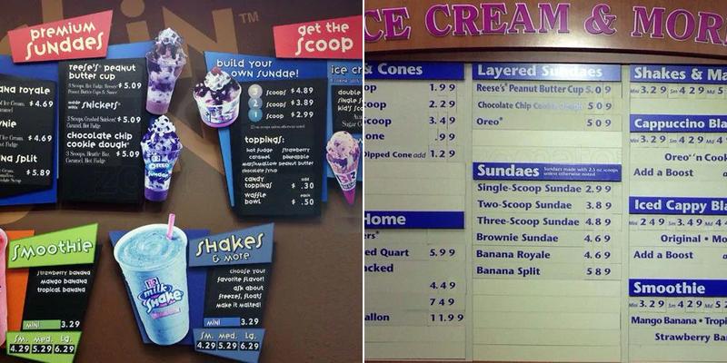 Baskin-Robbins Menu