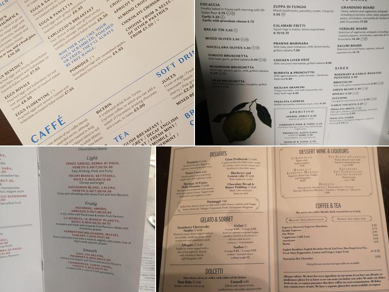 Carluccio's Menu