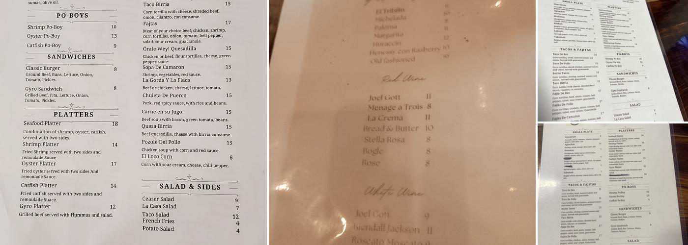 Joe Joe on the Ridge Menu