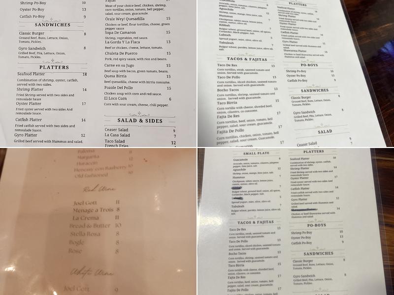 Joe Joe on the Ridge Menu