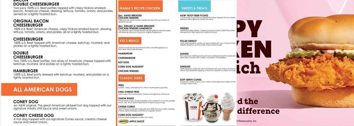 A&W Restaurant Menu