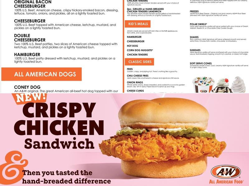 A&W Restaurant Menu
