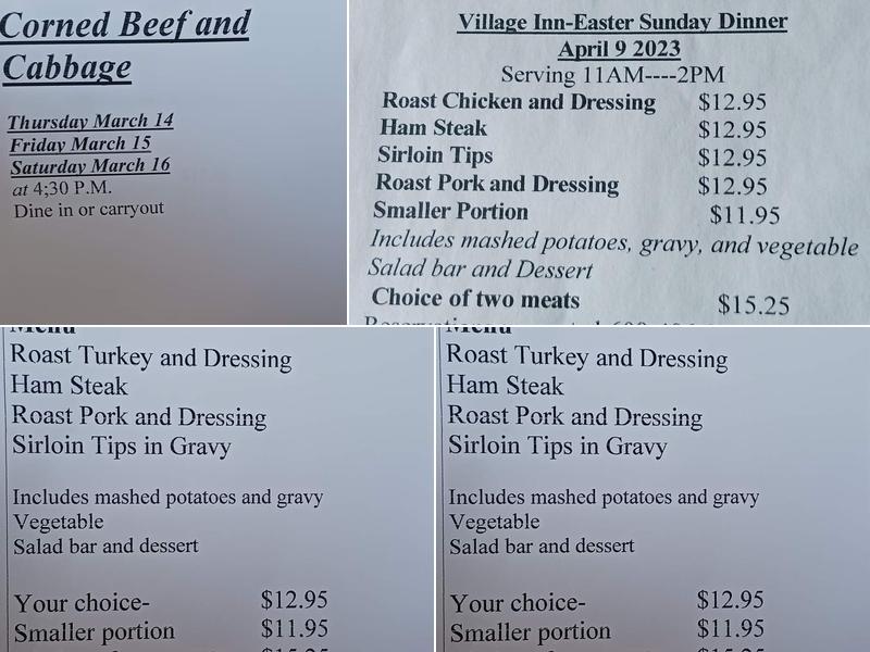 Village Inn Menu