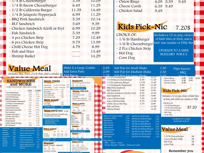Dairy Queen Menu