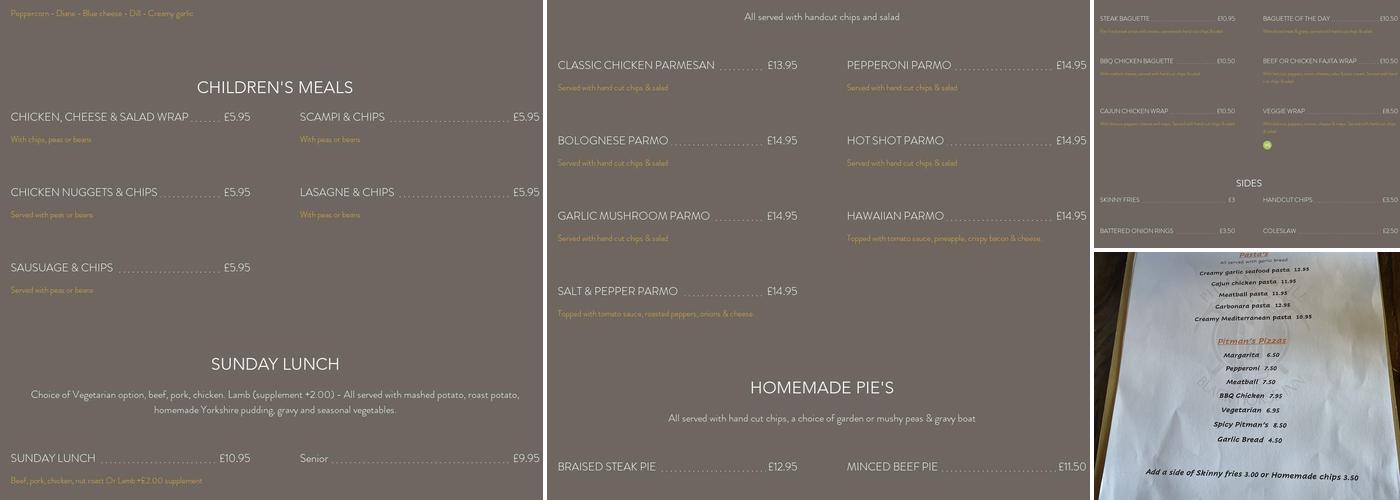 The Black Horse Inn & Pitman’s Grill Restaurant Menu