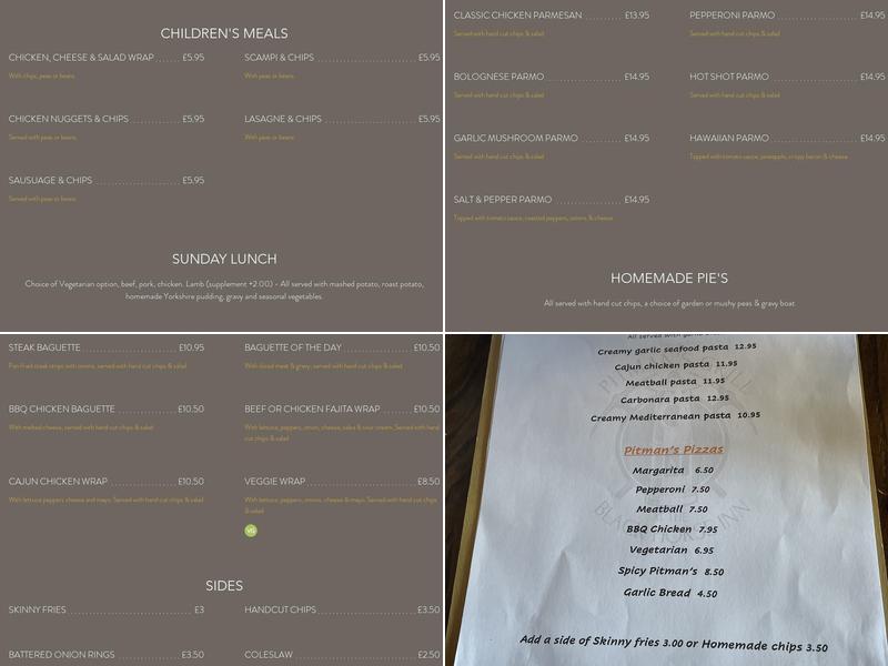 The Black Horse Inn & Pitman’s Grill Restaurant Menu