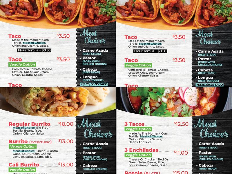 Tacomex Menu