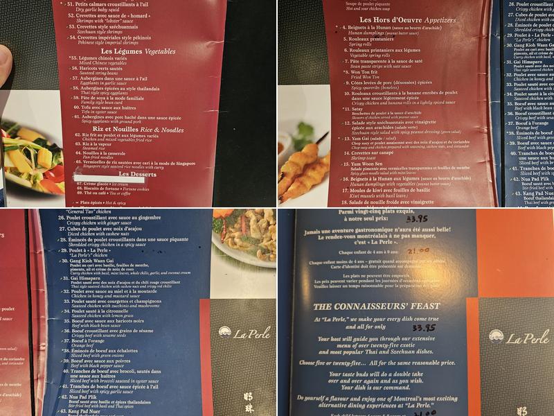 Restaurant La Perle Menu