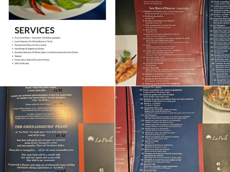 Restaurant La Perle Menu