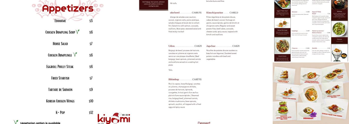 Kiyomi Centropolis, salles privées, karaoke, reception Menu