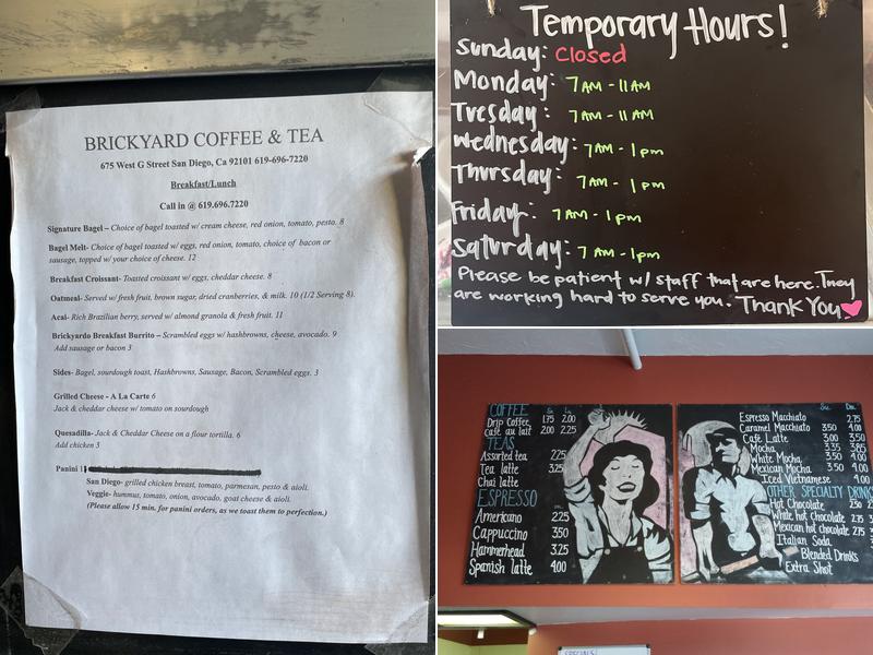 Brickyard Coffee & Tea Menu