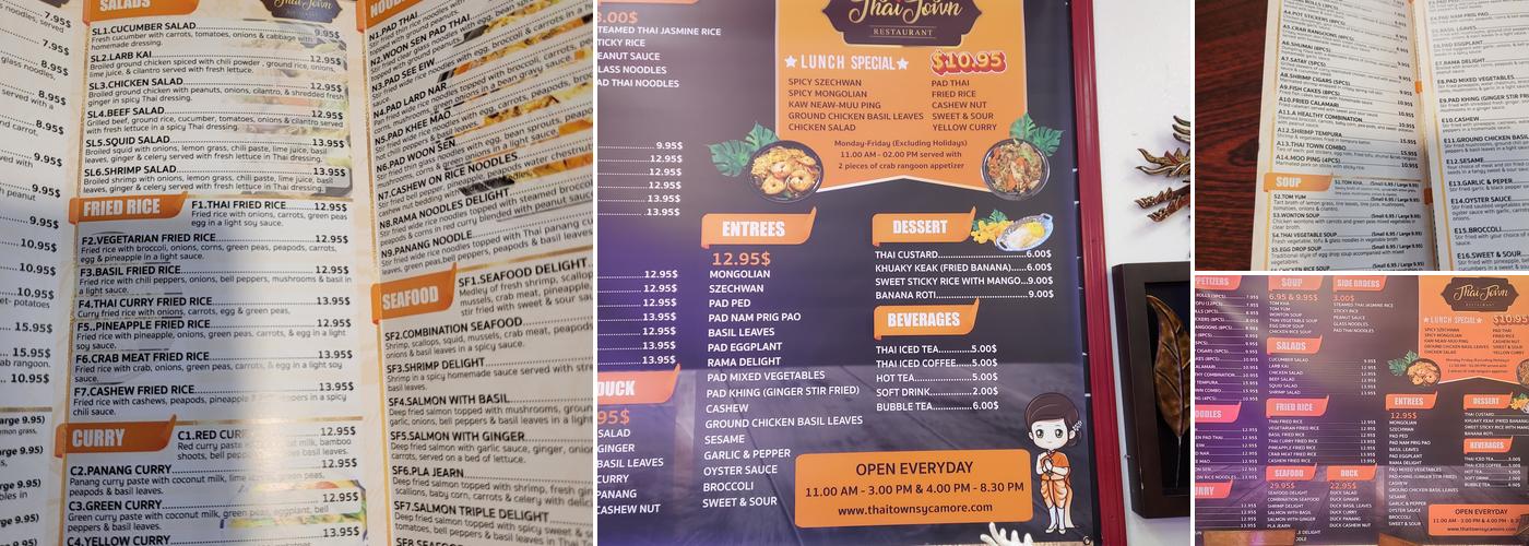 Thai Town Sycamore Menu