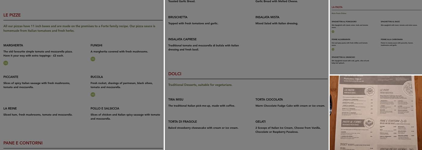 La Trattoria Menu