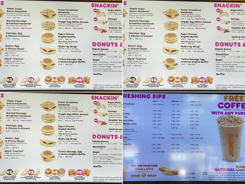 Dunkin' Menu