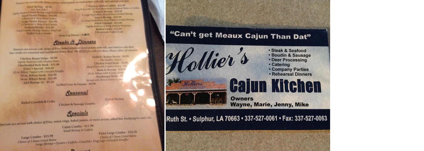 Hollier's Deer Processing Menu