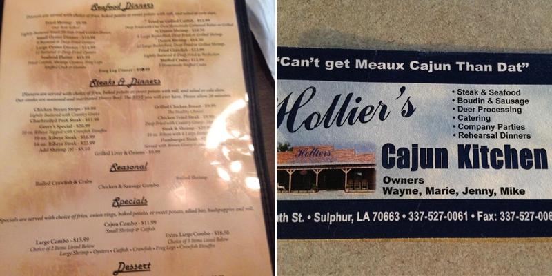 Hollier's Deer Processing Menu