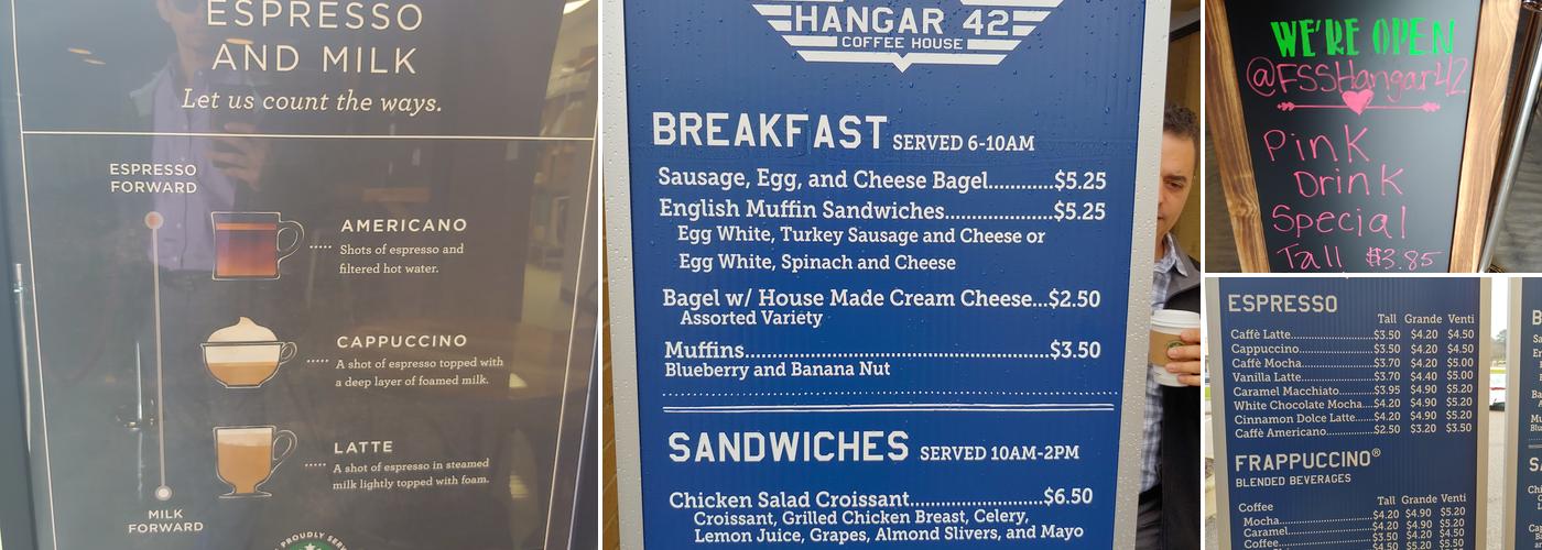 Hangar 42 Coffee Shop Menu