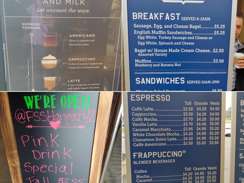 Hangar 42 Coffee Shop Menu