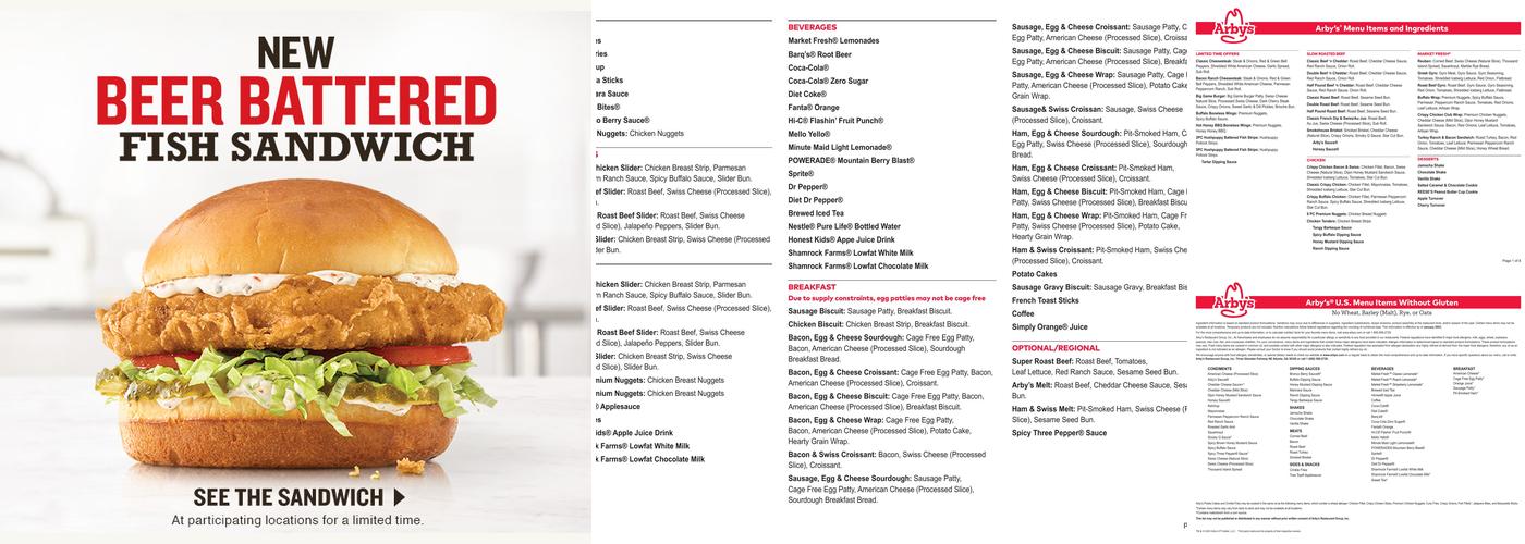 Arby's Menu