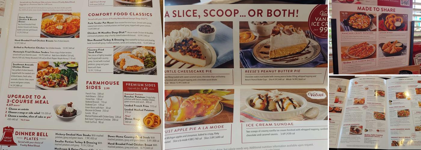 Bob Evans Menu