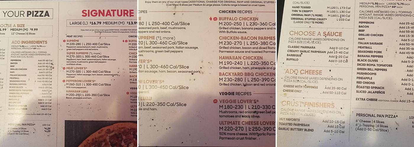 Pizza Hut Menu