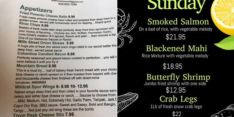 Green River Cycles Menu